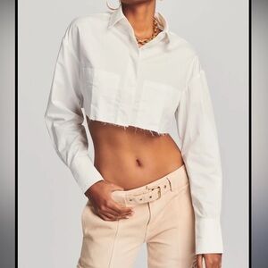 SER.O.YA "CHI" Collared Button Down Top in White  Size S